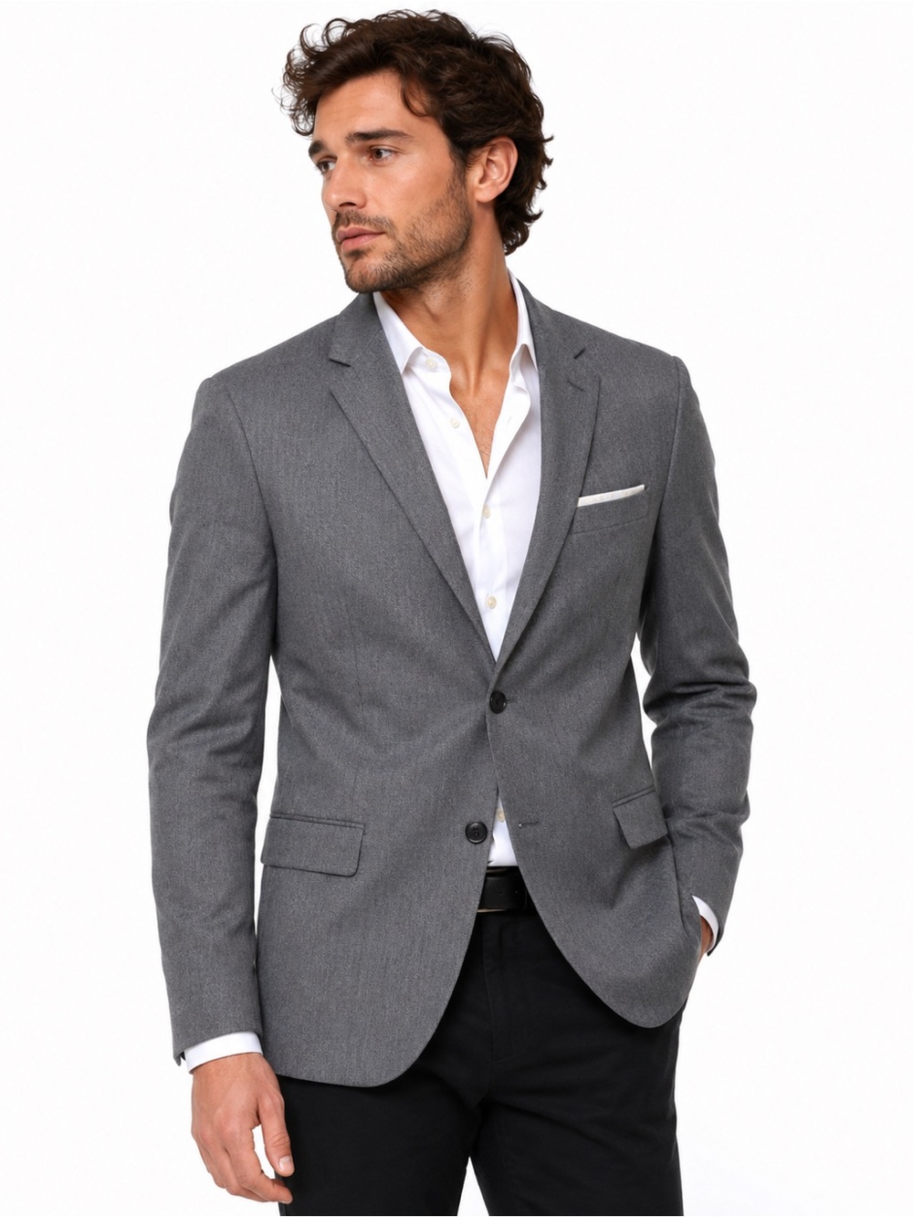 Zara Men's Gray Two-Button Notch Lapel Blazer
